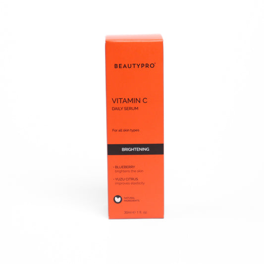 BeautyPro Vitamin C Brightening Daily Serum for radiant skin with natural ingredients. Ideal for eco-friendly skincare routines, sustainable beauty, and cruelty-free products.